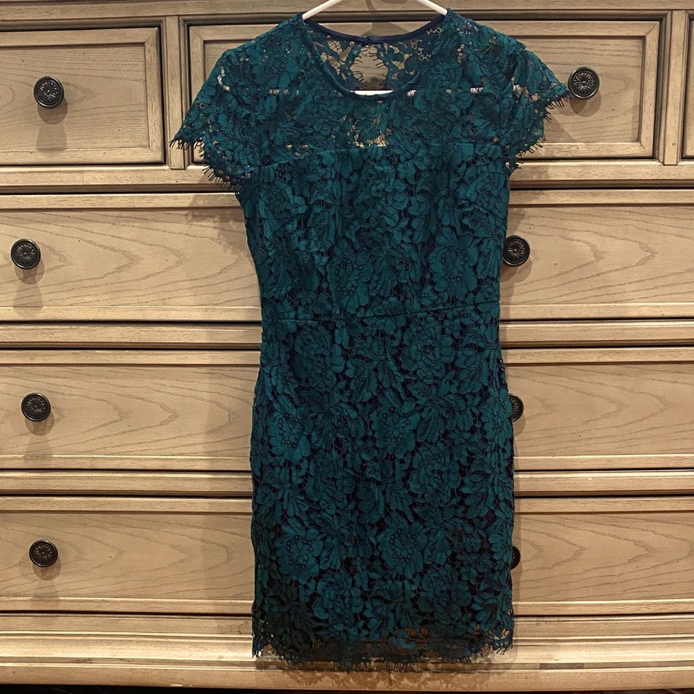 Banana Republic Teal Lace Mini Dress